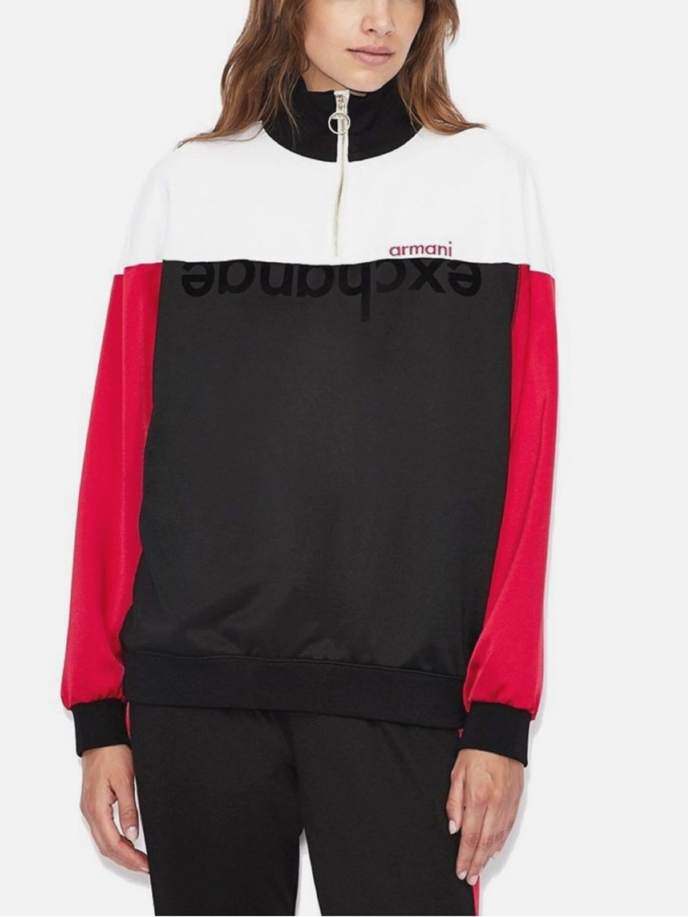 Set Armani Colorblock Half-Zip Pullover and pants size S - Black, White & Red